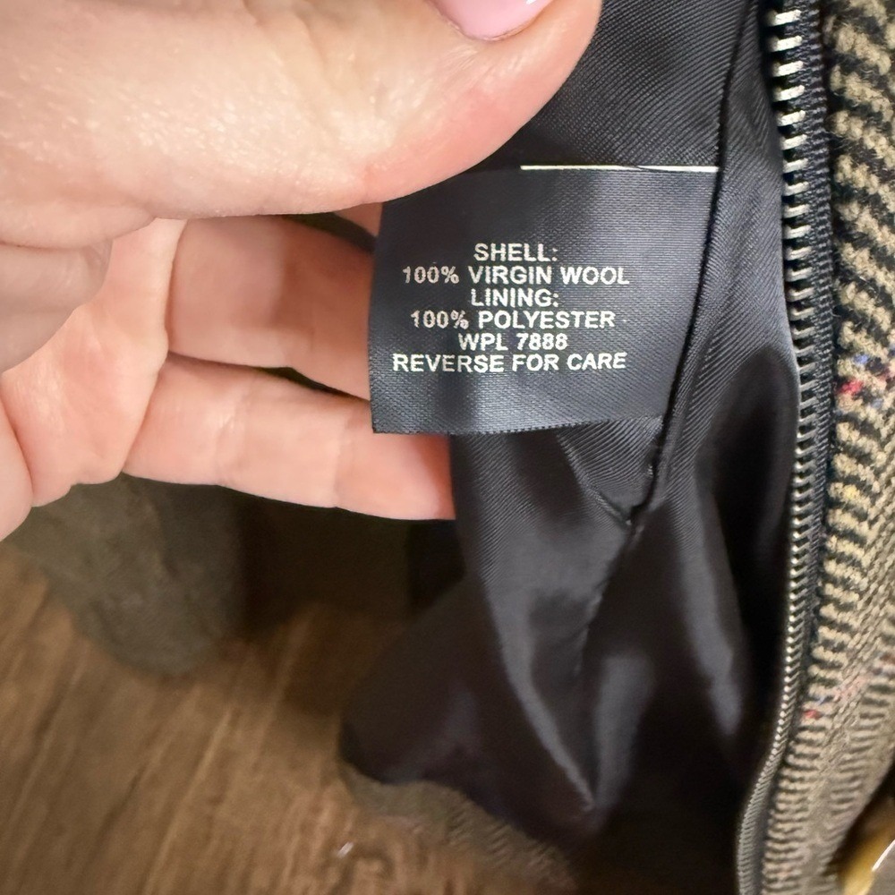 Anne Klein Wool Toggle Coat Women's 8 Herringbone Plaid Lined Winter - Picture 5 of 6